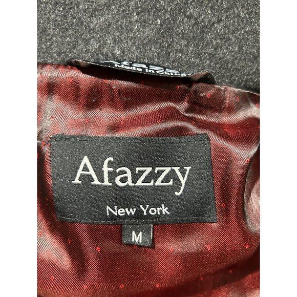 Afazzy New York Med Grey Cashmere Blend Coat Zipper & Buttons Unisex - Picture 12 of 16